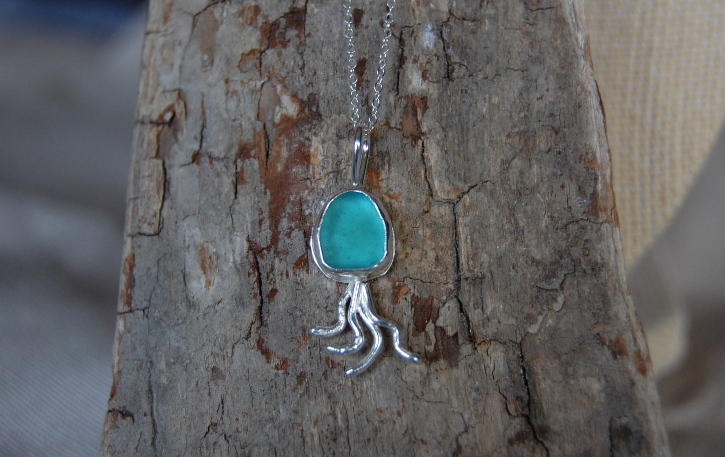 Aqua Blue Seaglass Jellyfish