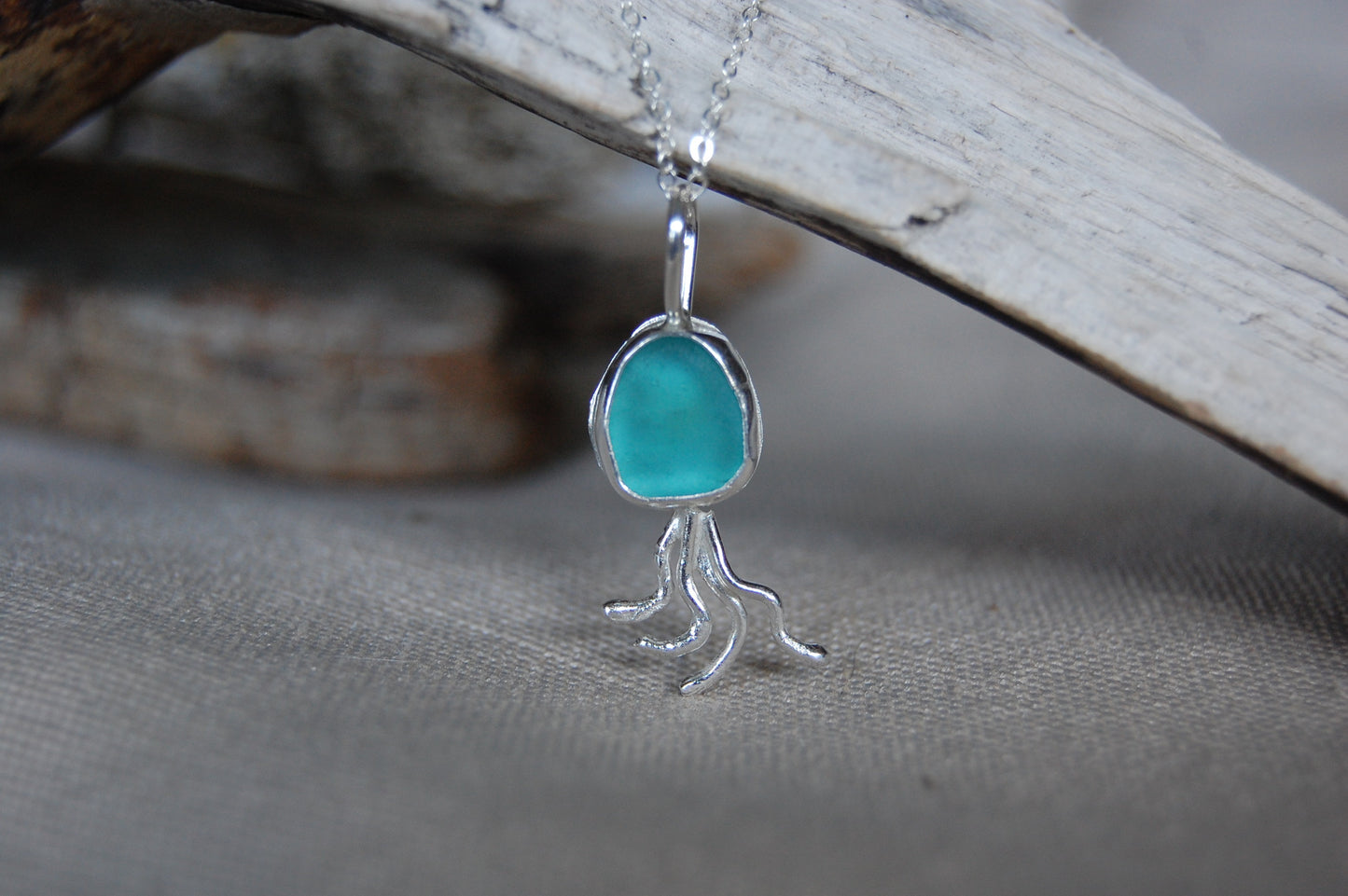 Aqua Blue Seaglass Jellyfish