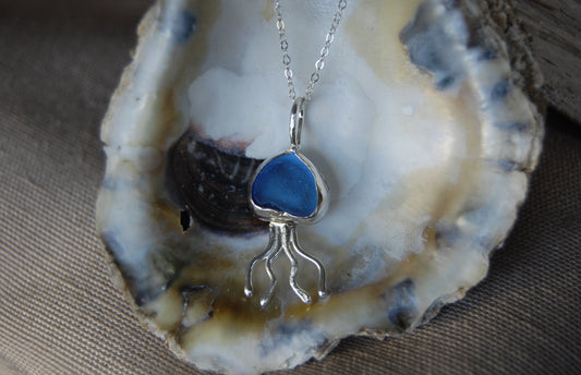 Blue Seaglass Jellyfish