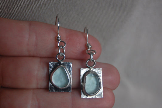 Blue Seaglass Earrings